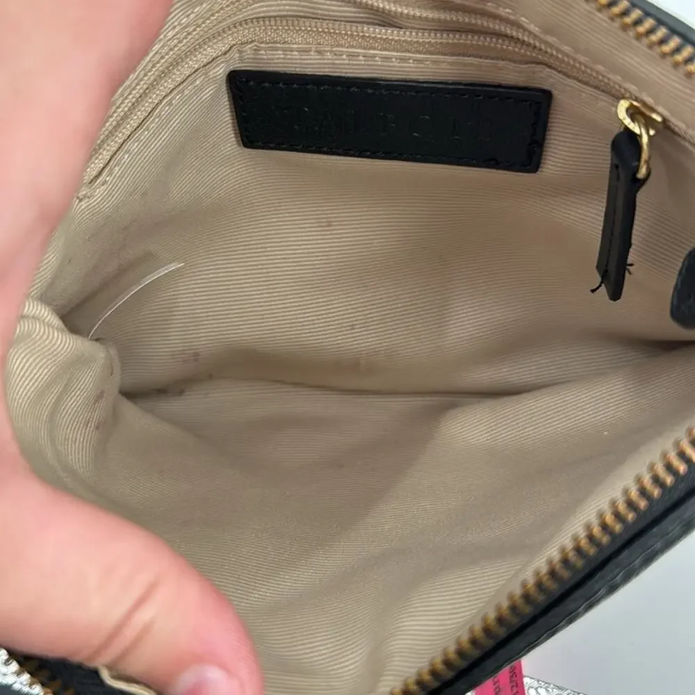 Talbots black leather quilted gold chain crossbody bag